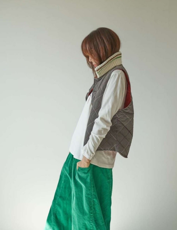 韓 配色釦壓紋背心 3色