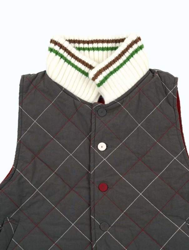 韓 配色釦壓紋背心 3色