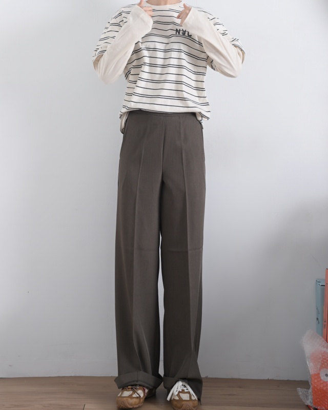 韓 後腰鬆緊小直筒褲 2色 size