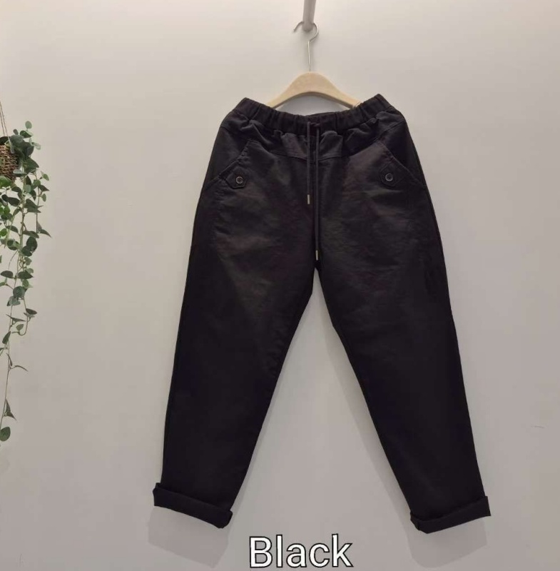 韓 腰配色小黑釦休閒褲 5色 size