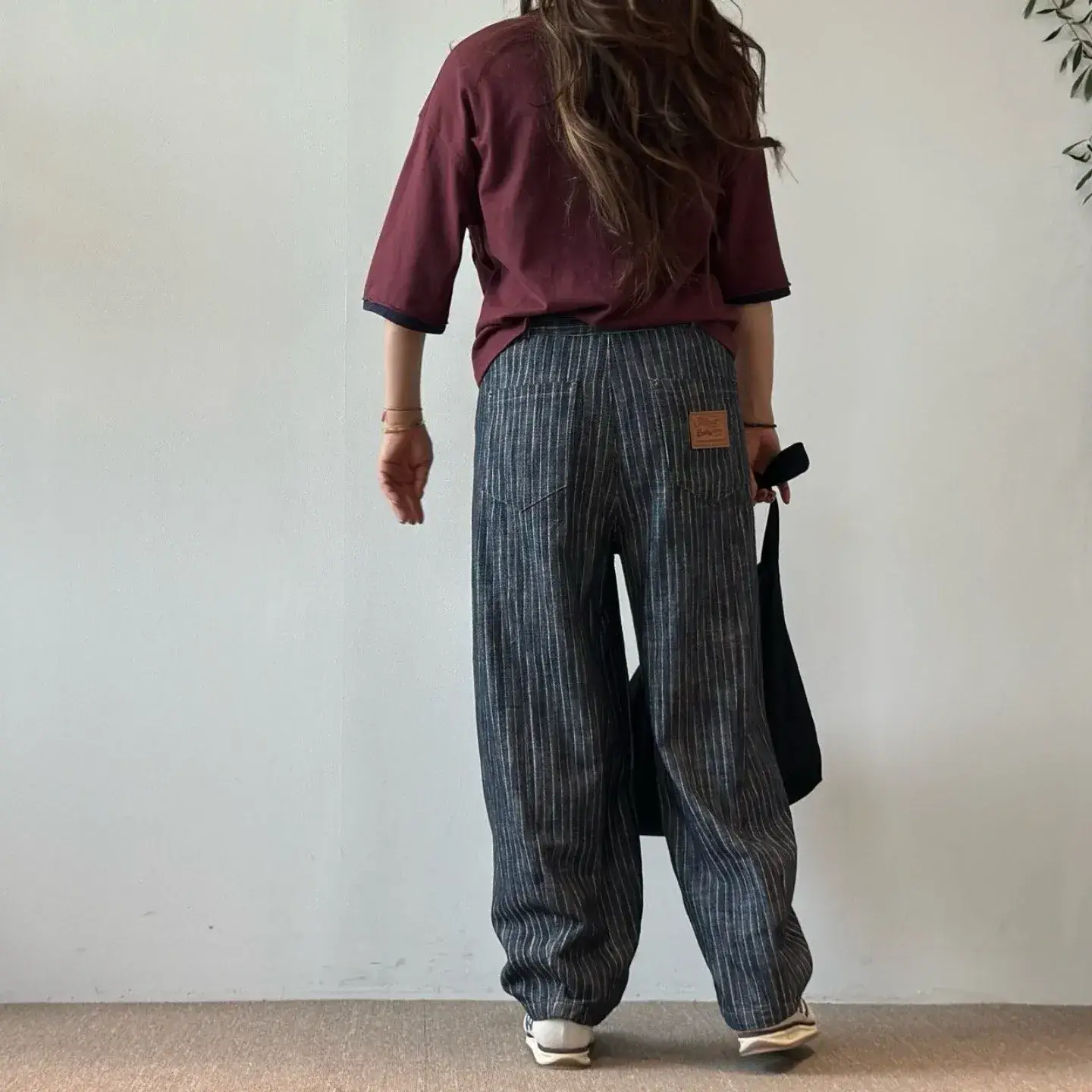 韓 直條文口袋小標褲