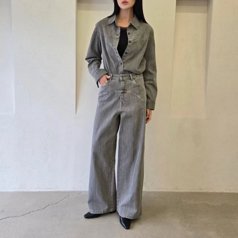 韓 後環彎線長褲 2色