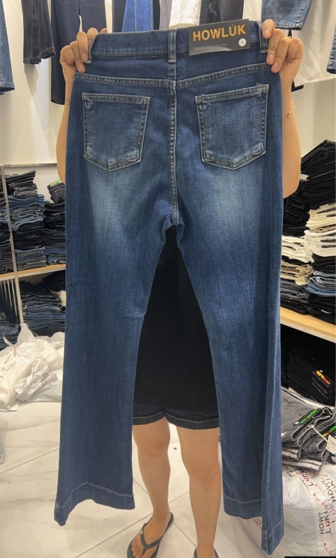 韓 刷色微喇叭褲 size