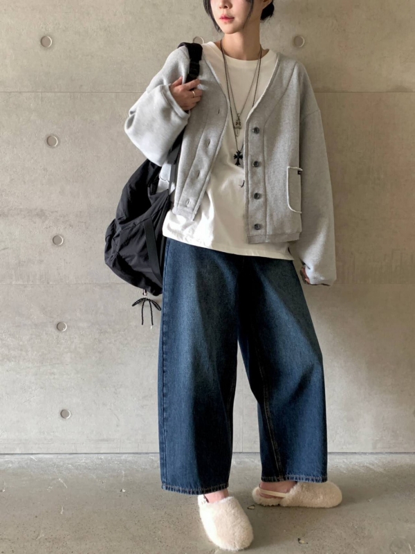 韓 牛仔九分褲