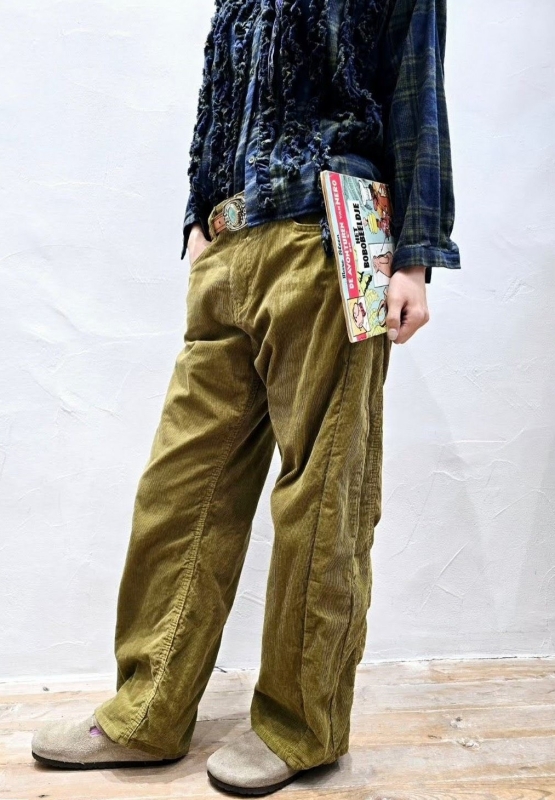 韓 燈心絨側車線長褲 2色 size