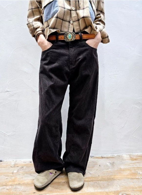 韓 燈心絨側車線長褲 2色 size