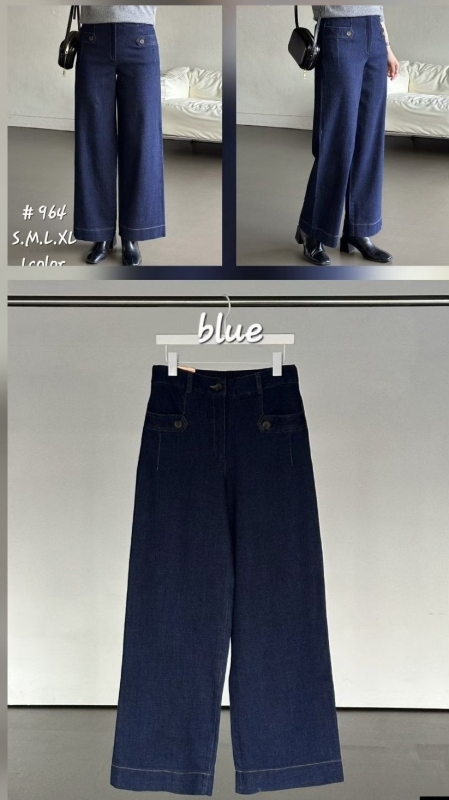 韓 口袋小釦長褲 size