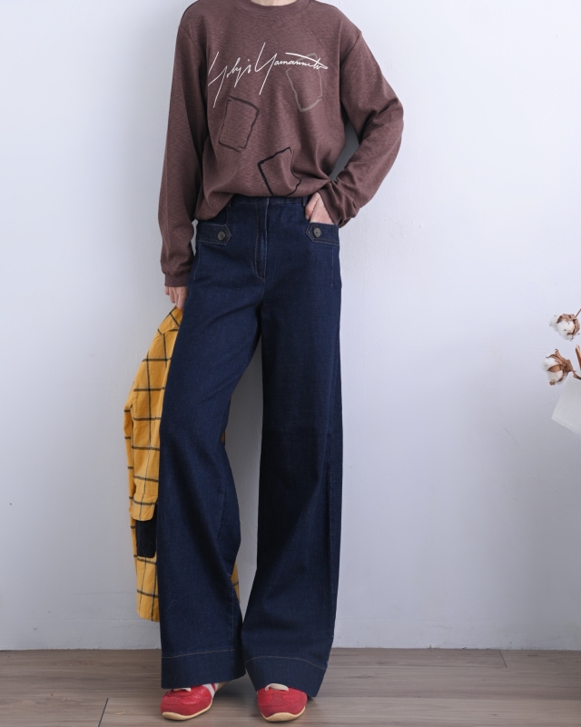 韓 口袋小釦長褲 size