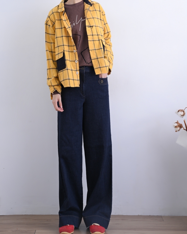 韓 口袋小釦長褲 size