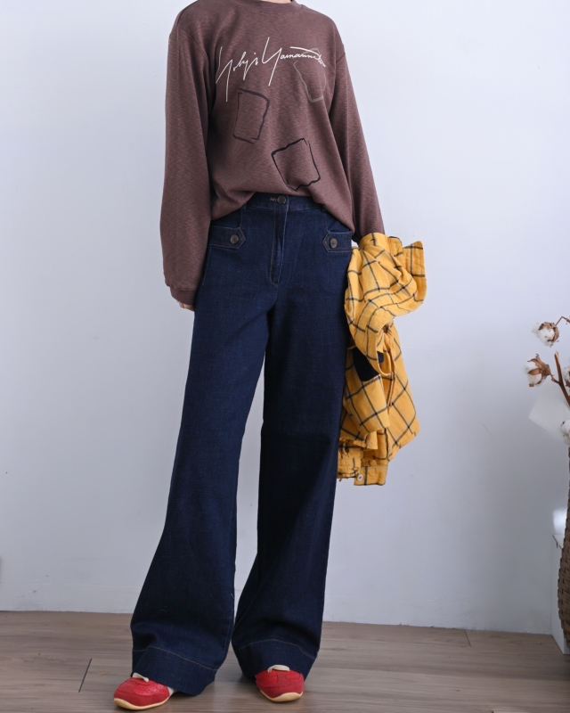 韓 口袋小釦長褲 size