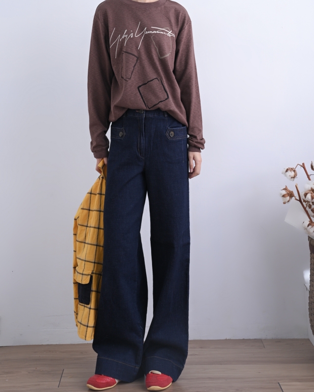 韓 口袋小釦長褲 size