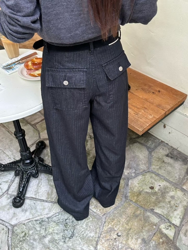 韓 低調刷紋長褲