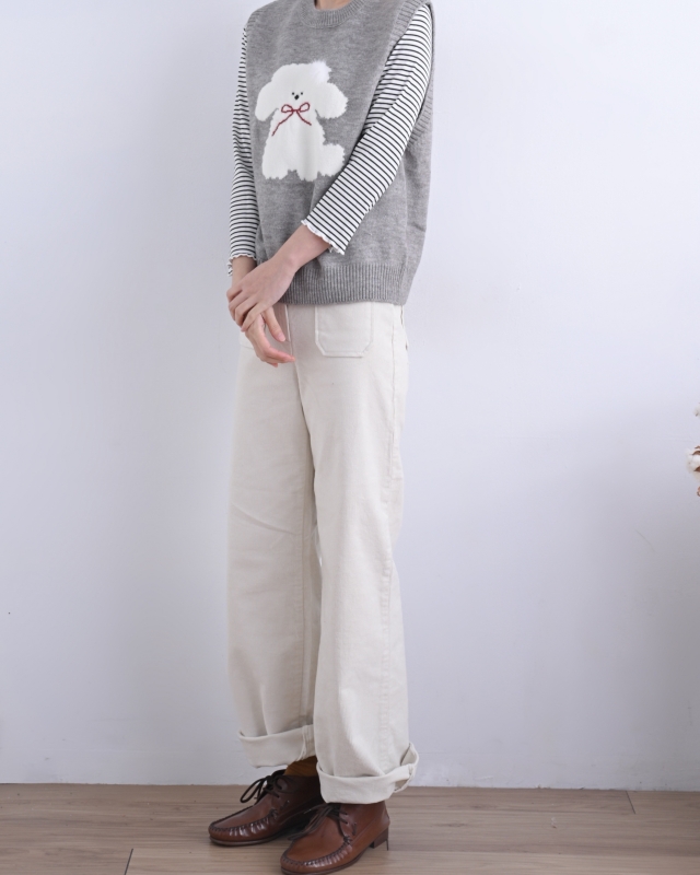 韓 方口袋直筒褲 2色 size