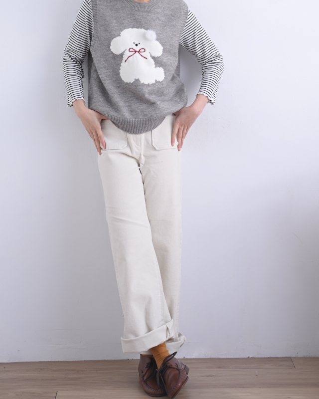 韓 方口袋直筒褲 2色 size