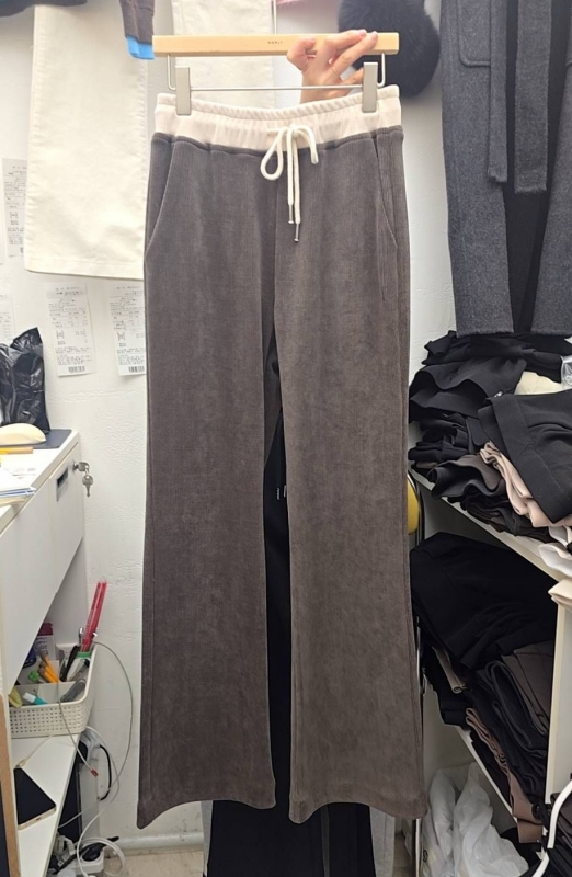 韓 腰配色條絨褲 2色 size