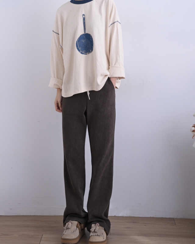 韓 腰配色條絨褲 2色 size