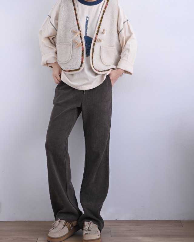 韓 腰配色條絨褲 2色 size