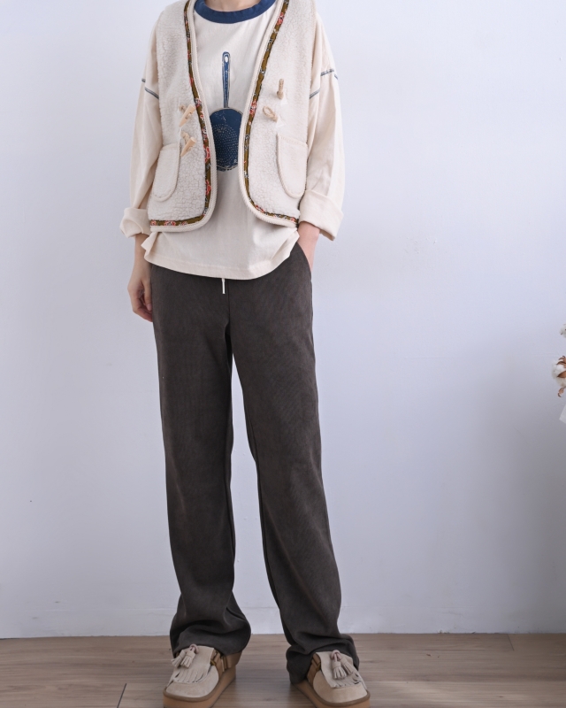 韓 腰配色條絨褲 2色 size