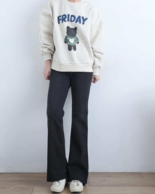 韓 黑色微喇叭褲 size