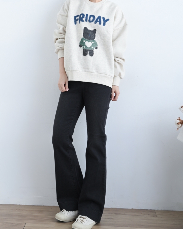 韓 黑色微喇叭褲 size