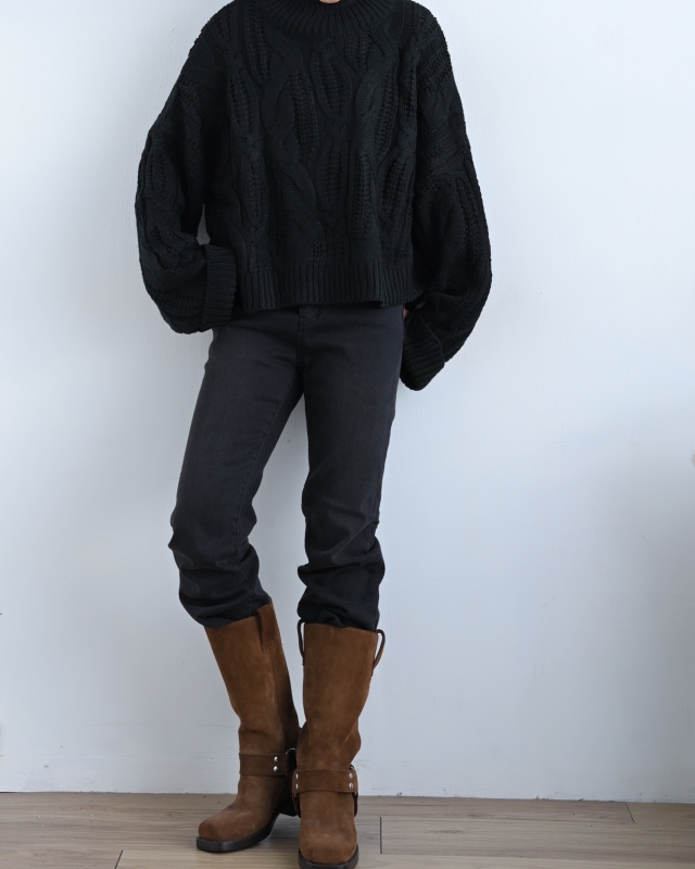 韓 黑色微喇叭褲 size