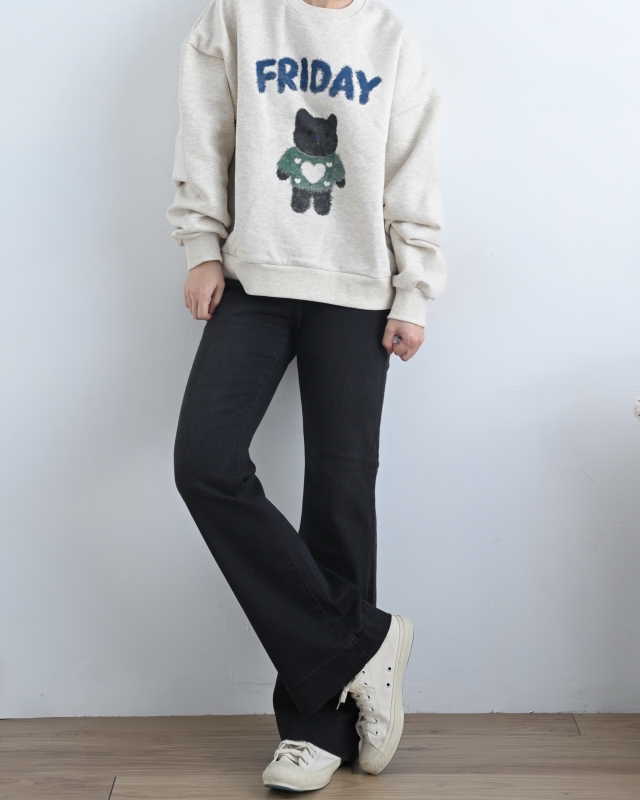 韓 黑色微喇叭褲 size