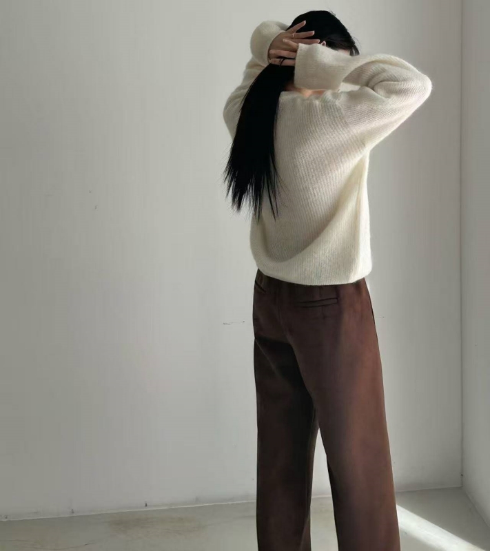 韓 仿麂皮車線褲 2色 size