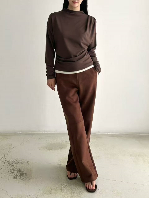 韓 仿麂皮車線褲 2色 size