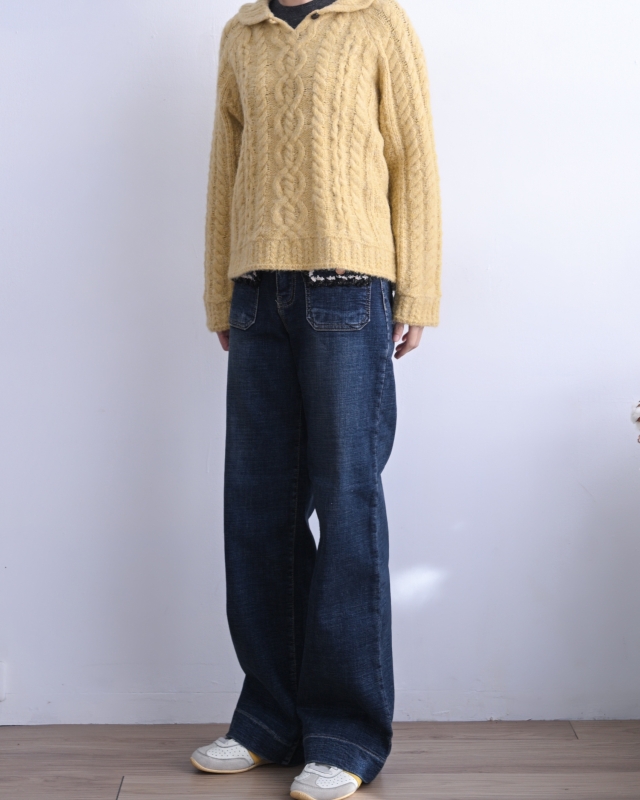 韓 毛呢鬚鬚口袋牛仔褲 size