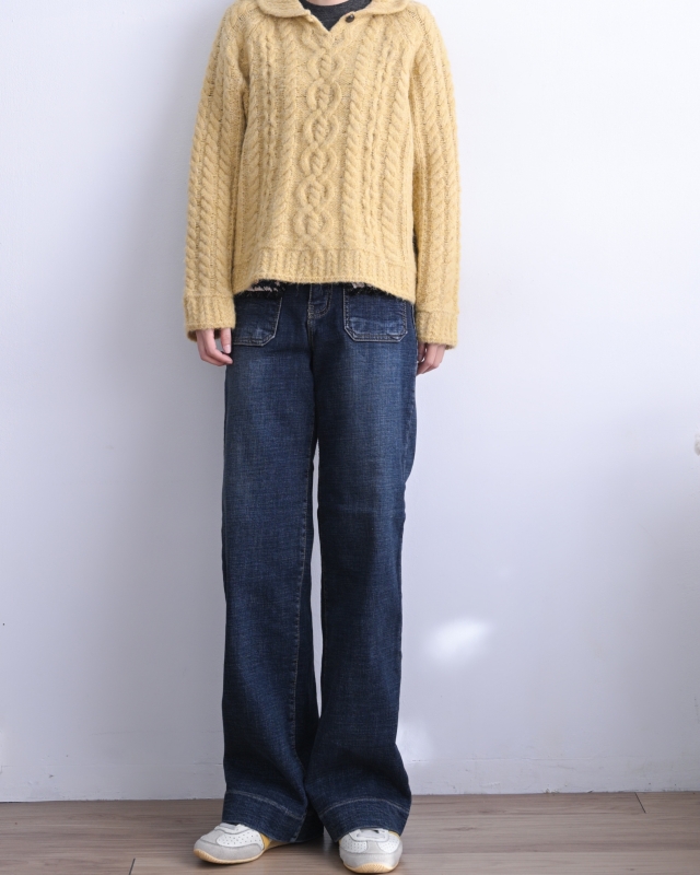 韓 毛呢鬚鬚口袋牛仔褲 size