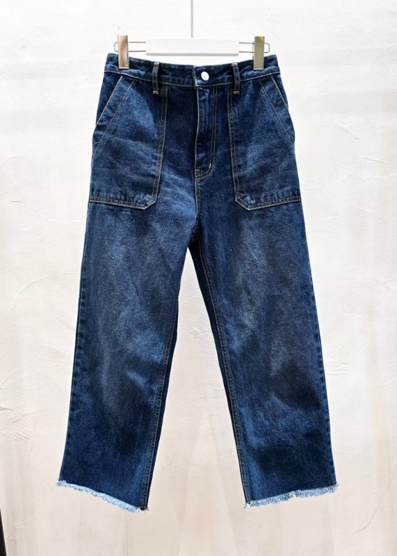 韓 大口袋鬚鬚牛仔褲