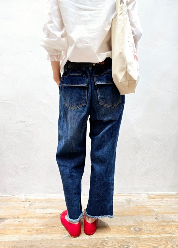 韓 大口袋鬚鬚牛仔褲