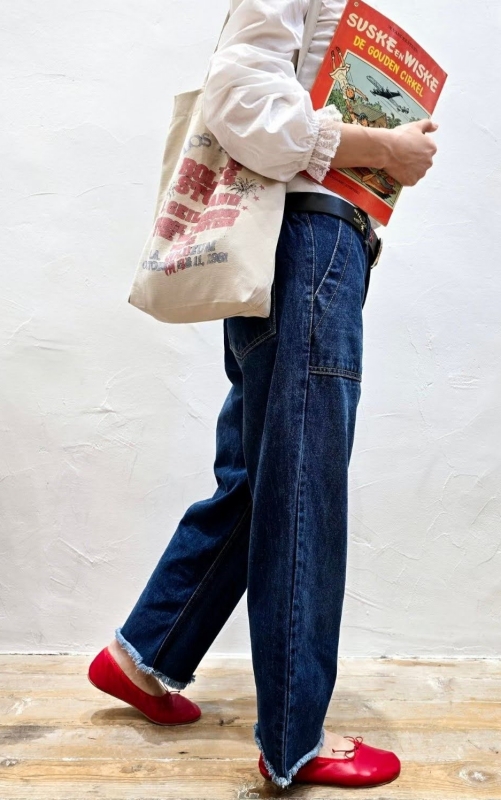 韓 大口袋鬚鬚牛仔褲