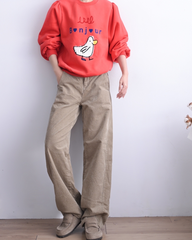 韓 直筒燈心絨長褲 4色 size