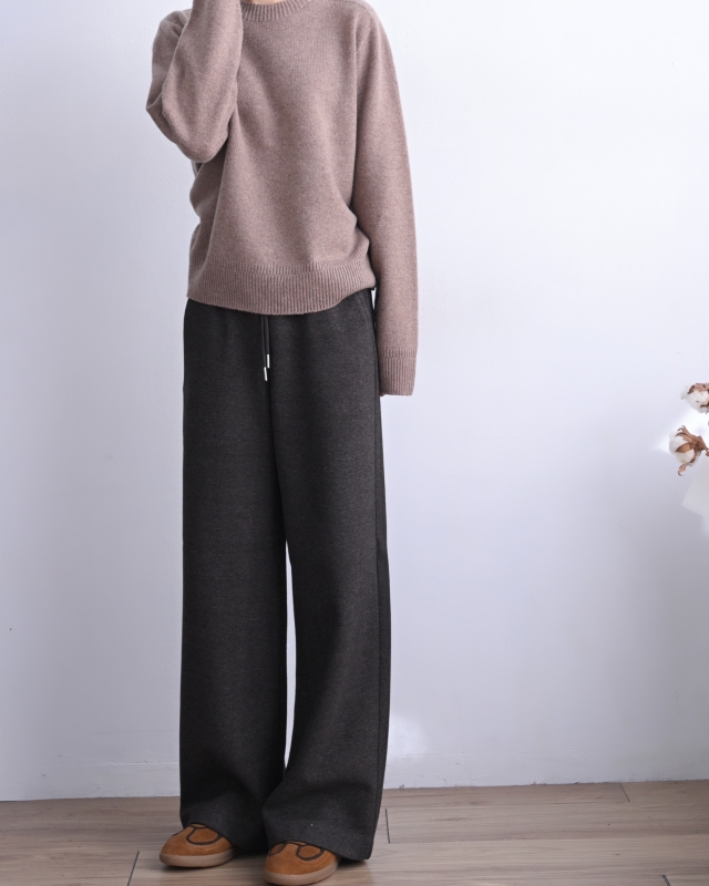 韓 綁帶微毛料小直筒褲 3色 size