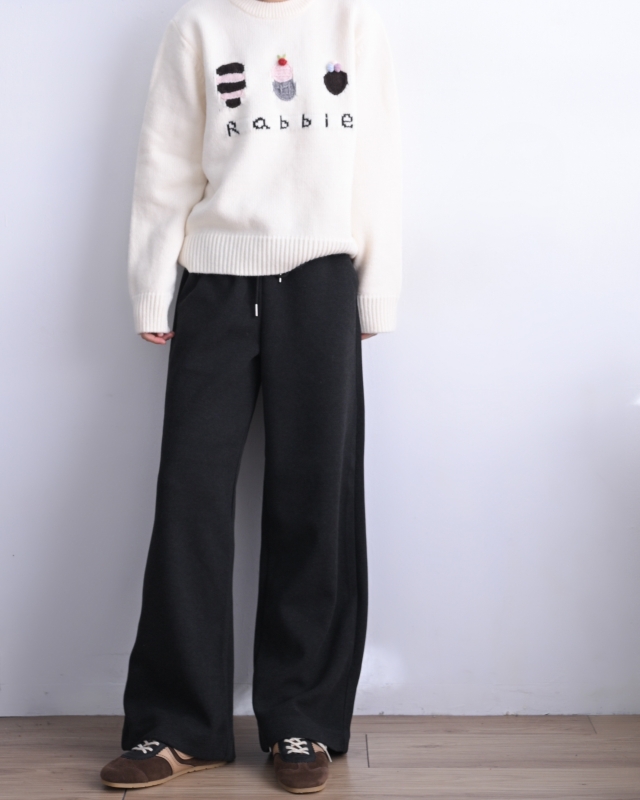 韓 綁帶微毛料小直筒褲 3色 size