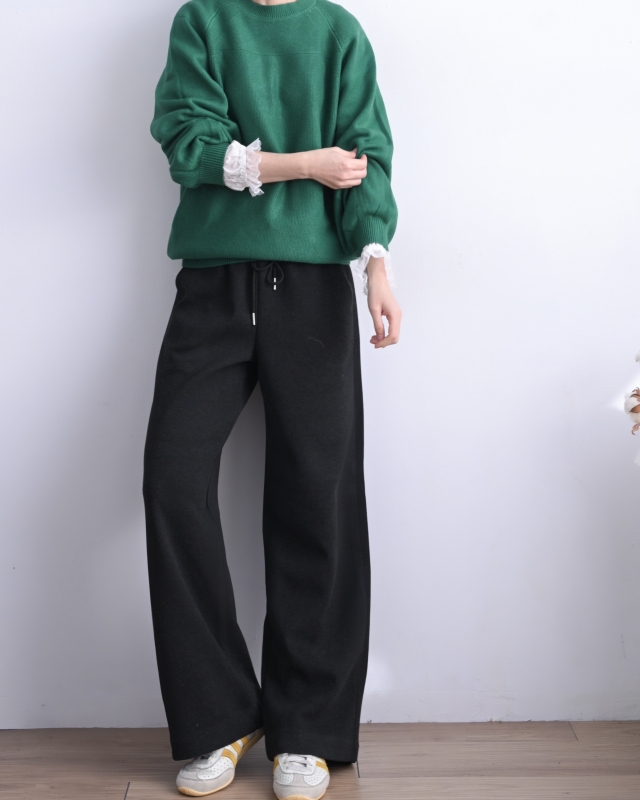 韓 綁帶微毛料小直筒褲 3色 size