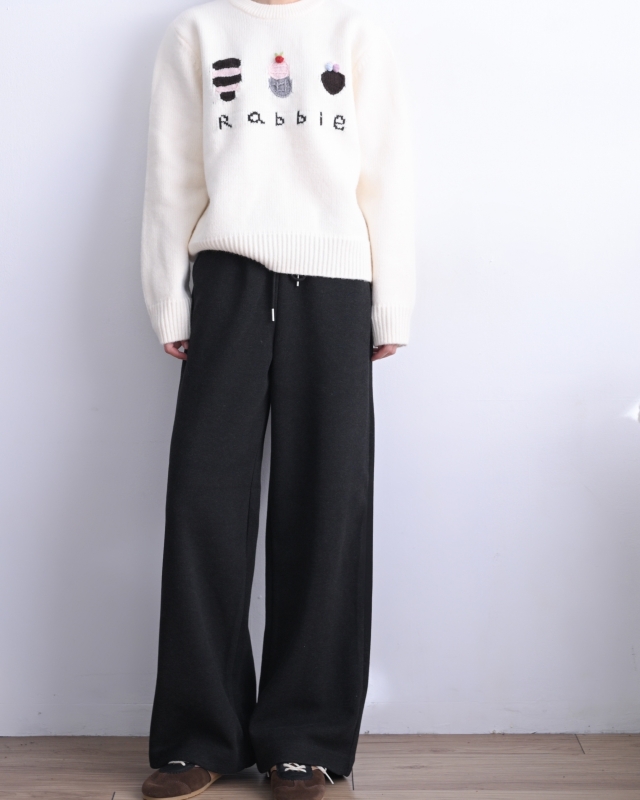 韓 綁帶微毛料小直筒褲 3色 size