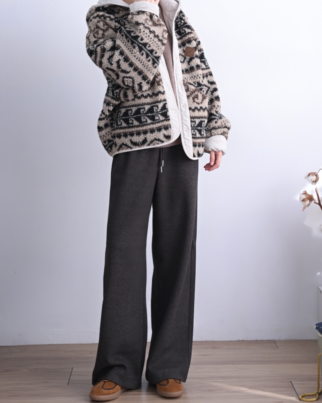 韓 綁帶微毛料小直筒褲 3色 size