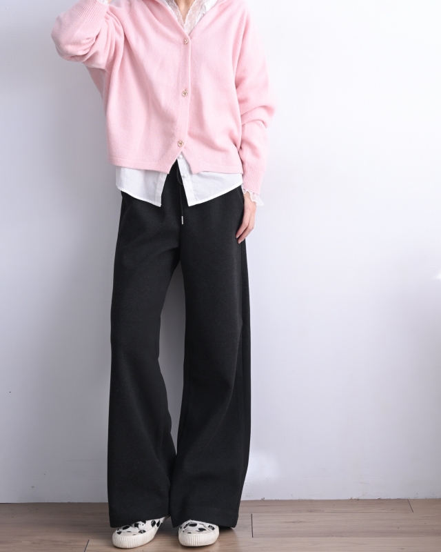 韓 綁帶微毛料小直筒褲 3色 size