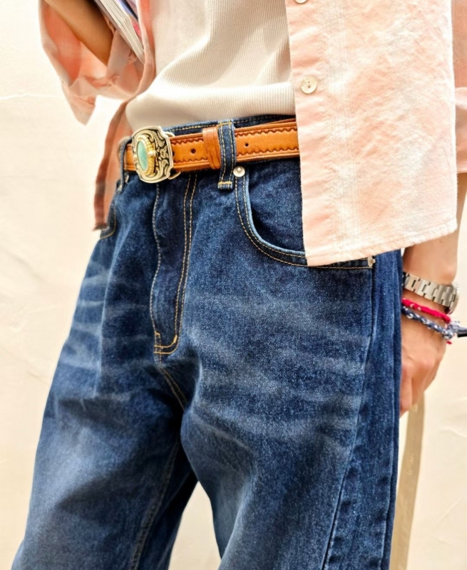 韓 大腿刷色牛仔褲 size