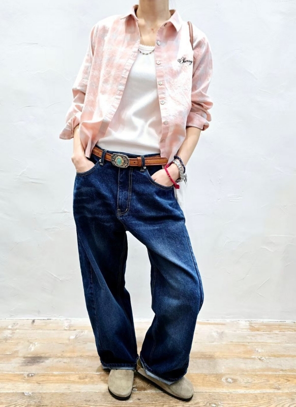 韓 大腿刷色牛仔褲 size