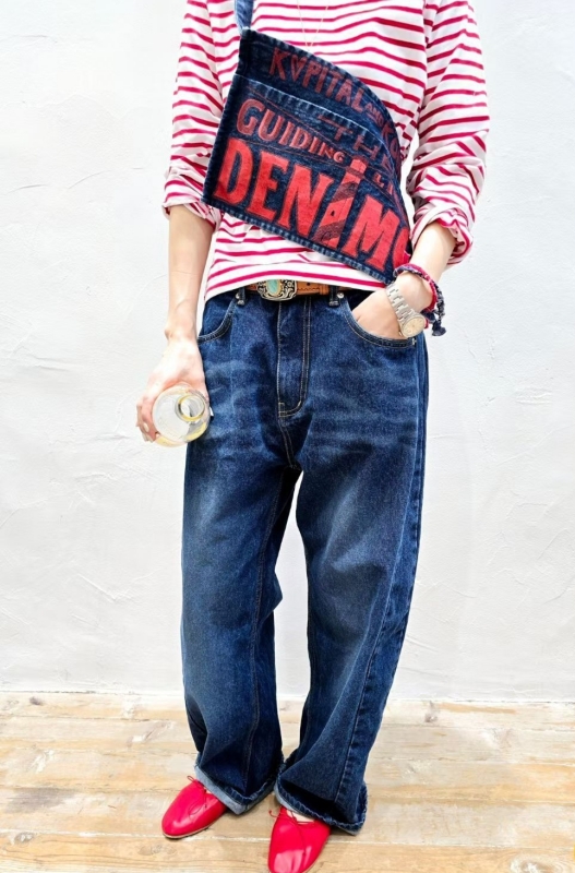 韓 大腿刷色牛仔褲 size