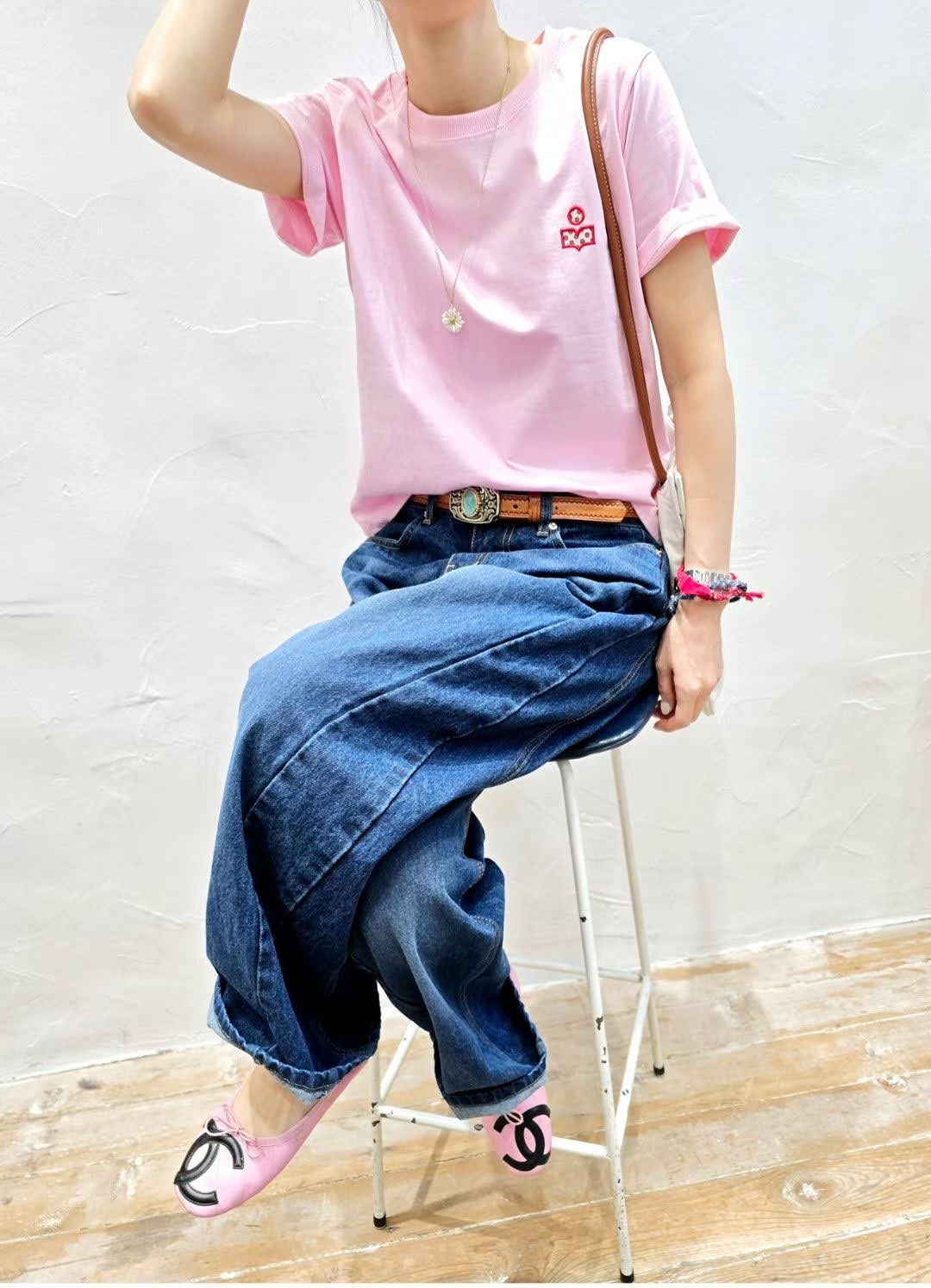 韓 大腿刷色牛仔褲 size