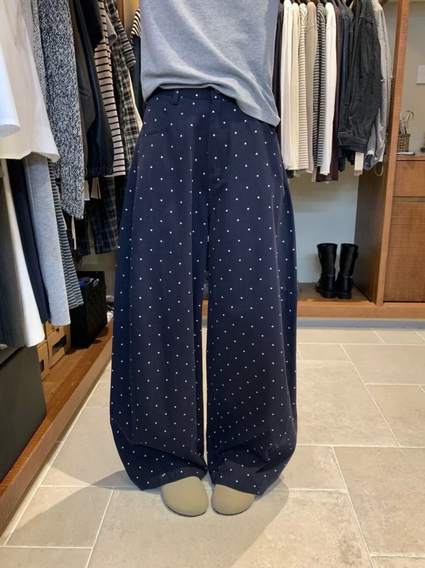 韓 白細點點寬褲 3色 size
