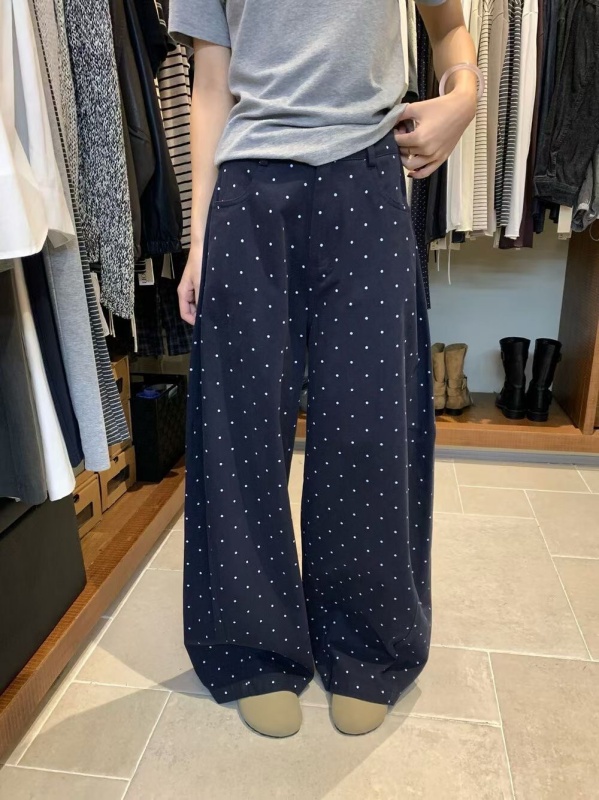韓 白細點點寬褲 3色 size