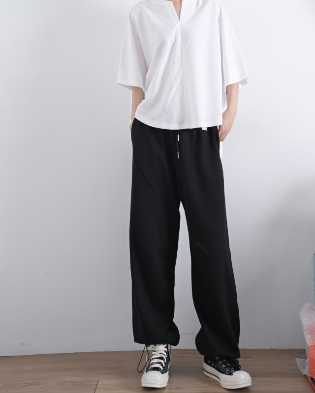 韓 腰配色下縮口棉寬褲 2色 size
