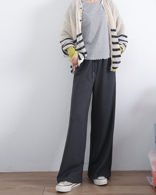 韓 腰頭配色綁帶寬褲 3色 size