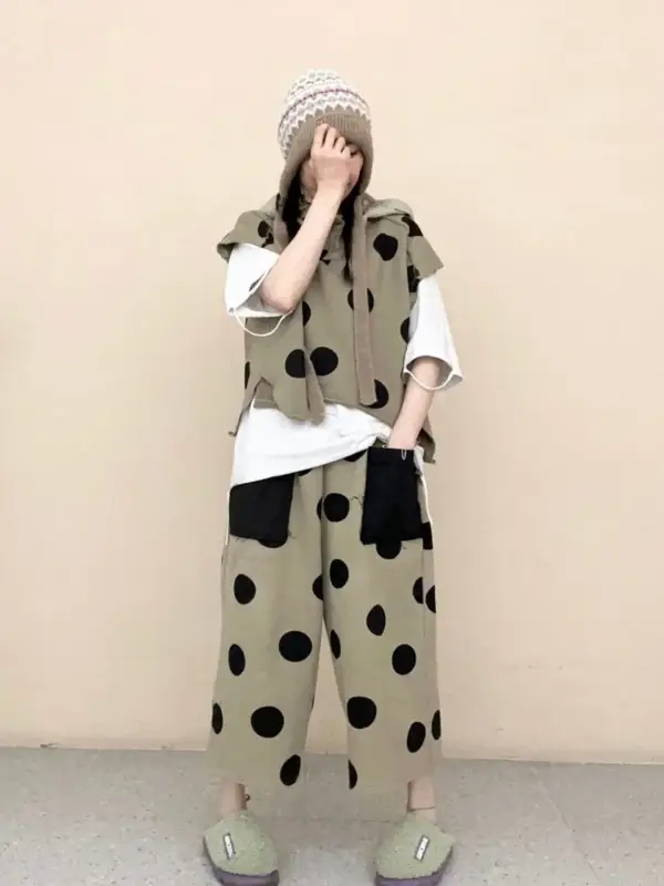 韓 大圓點點休閒褲 3色