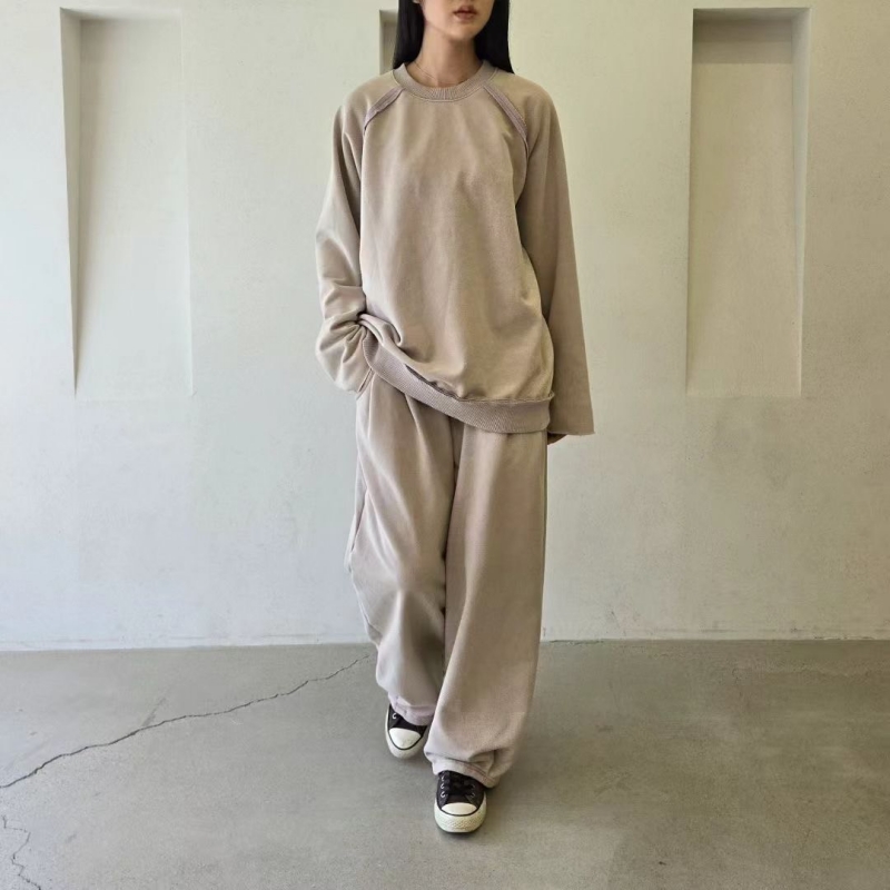 韓 仿舊刷色縮口寬褲 3色